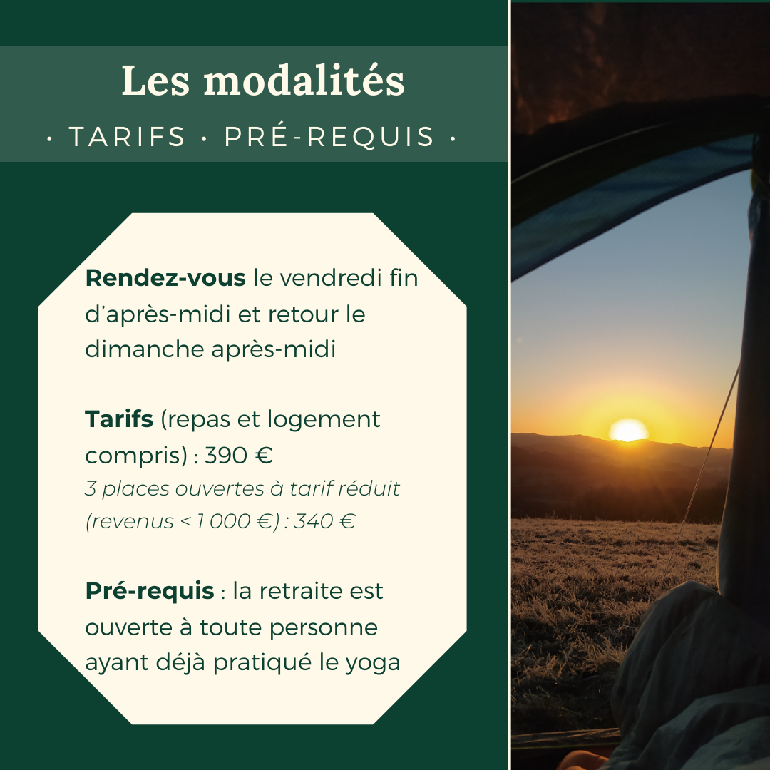 Tarifs et pré-requis de la retraite de yoga Tarifs et pré-requis retraite de yoga